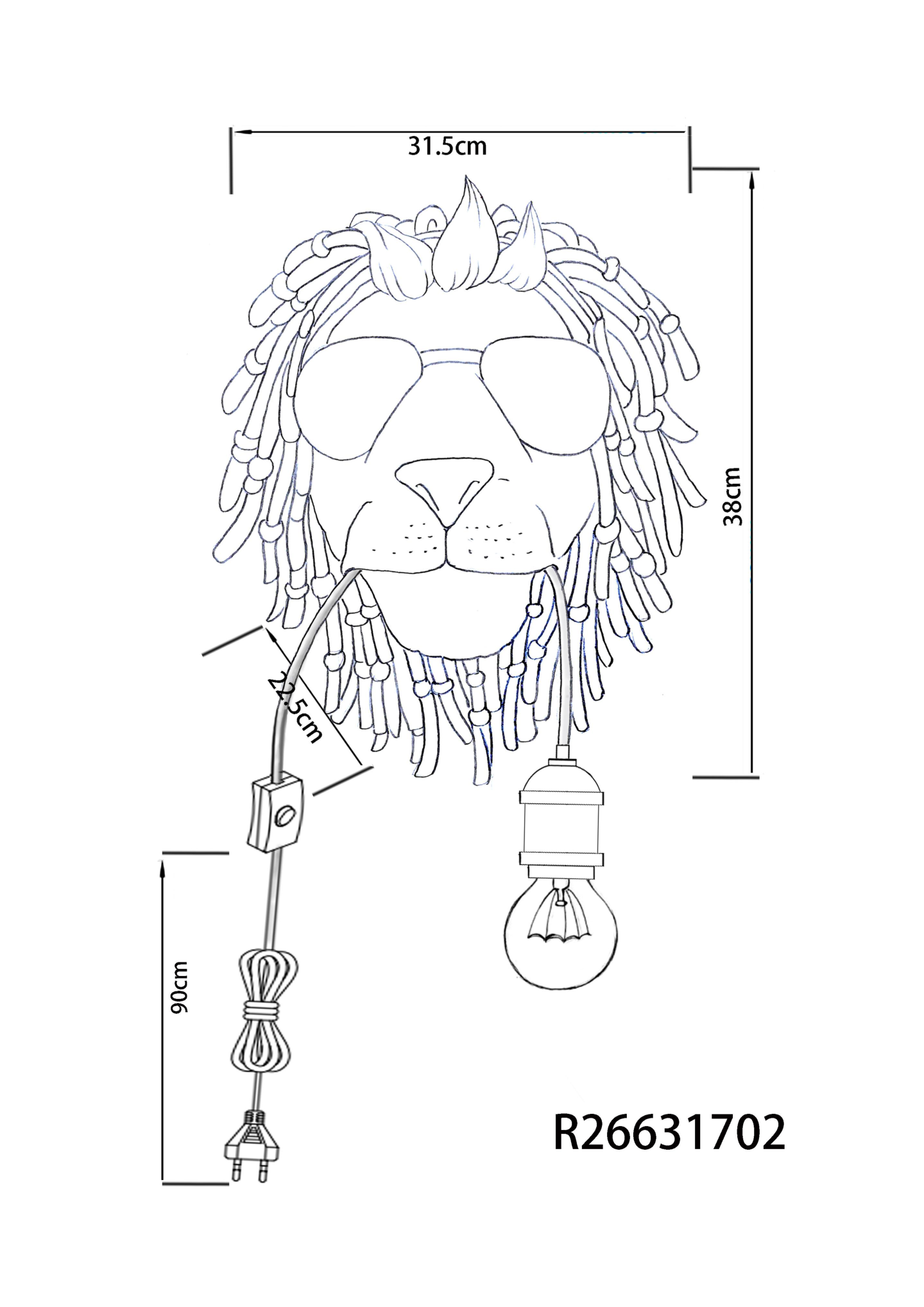 Seinävalaisin Trio Leo 1XE27 40W musta