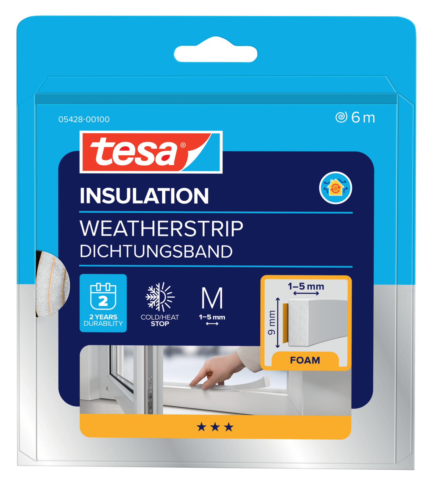 DAMMTÄTNINGSLIST VIT 9X6MM 6M TESA 05428 SKUMPLAST SJH 1-5MM