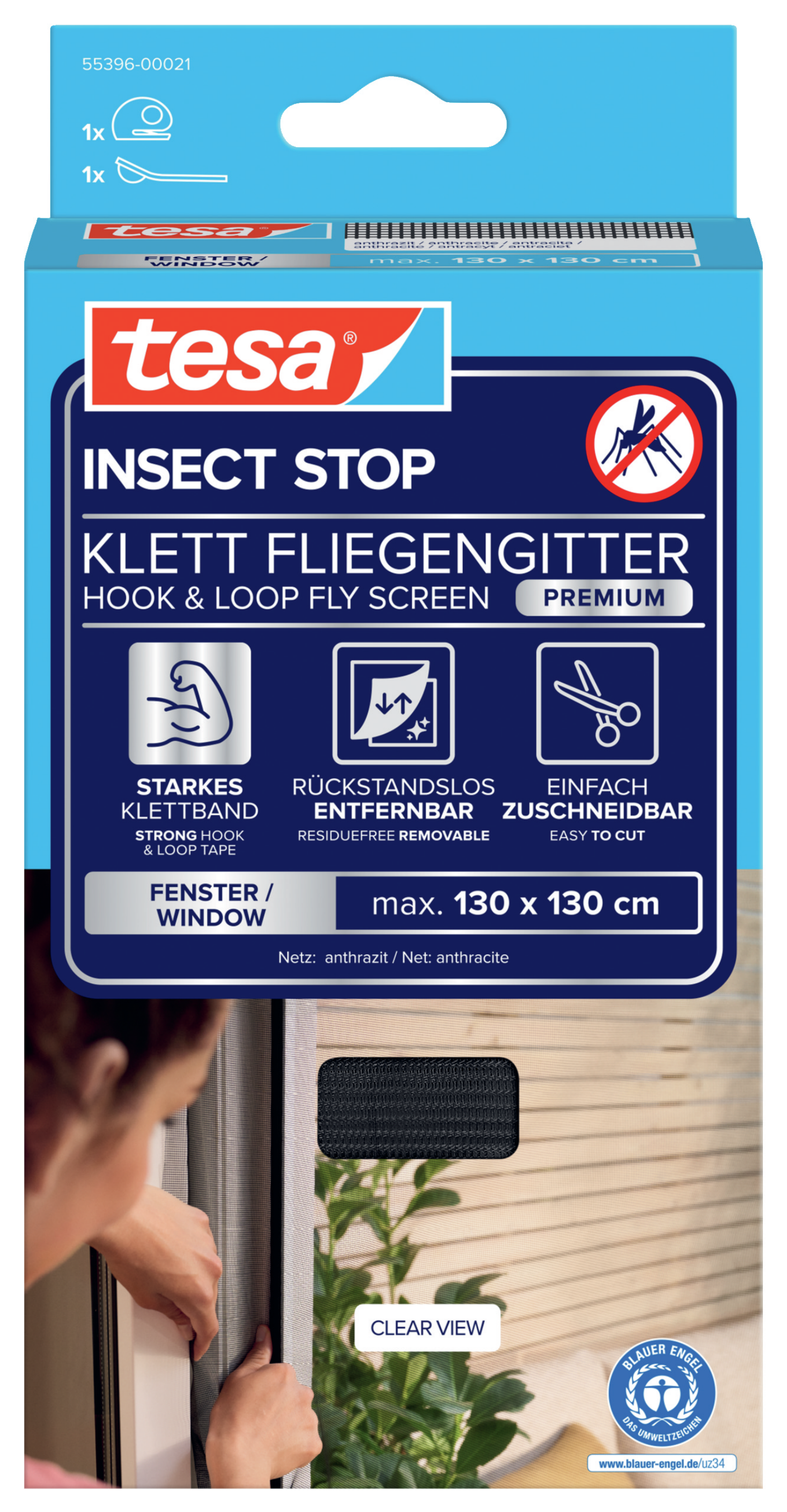 INSEKTSNÄT FÖNSTER 1,3X1,3 SVA TESA 55396 INÅTGÅENDE COMFORT