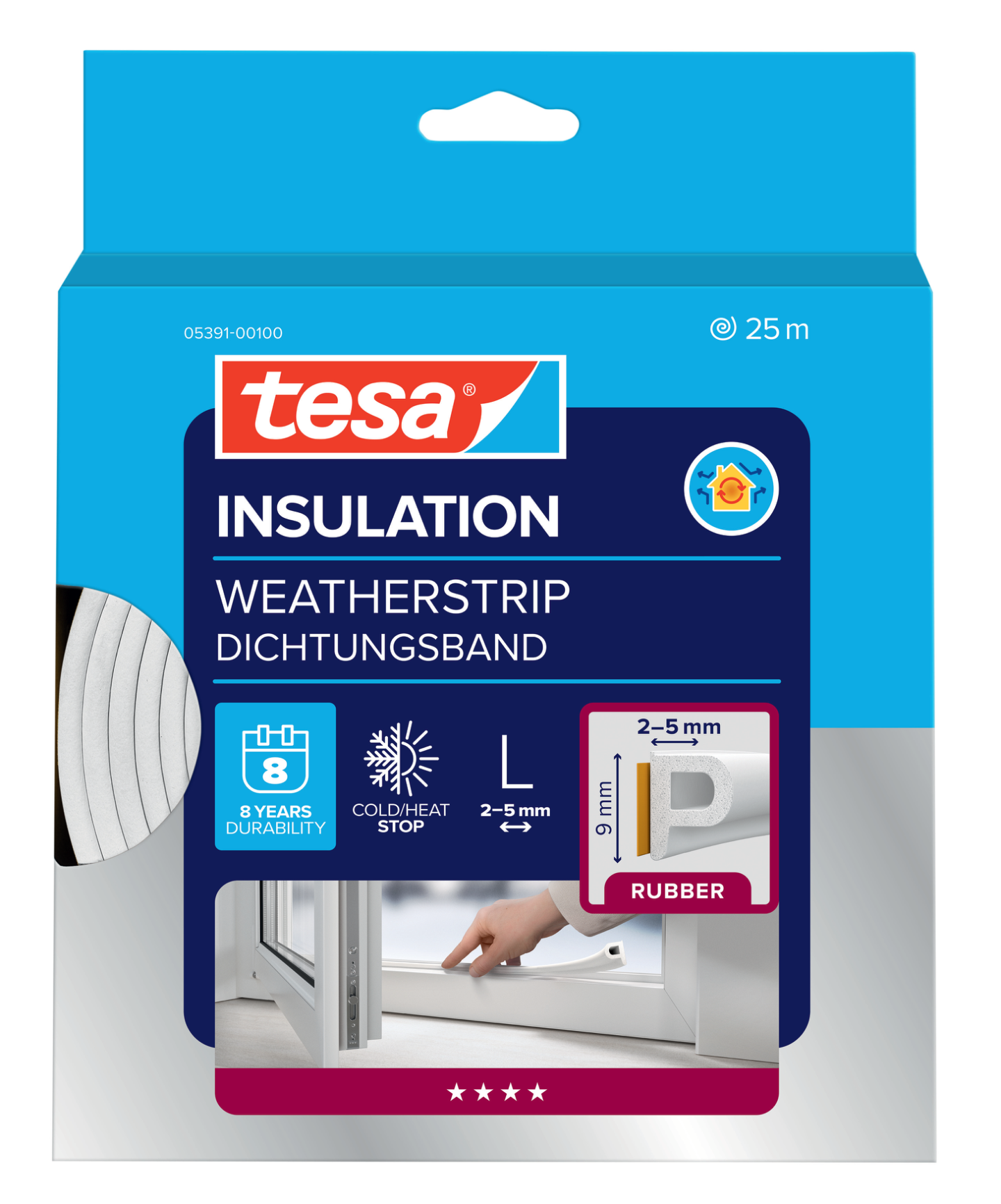 TÄTLIST P-LIST VIT 9X5,5MM 25M TESA 05391 EPDM SJH 3-5MM