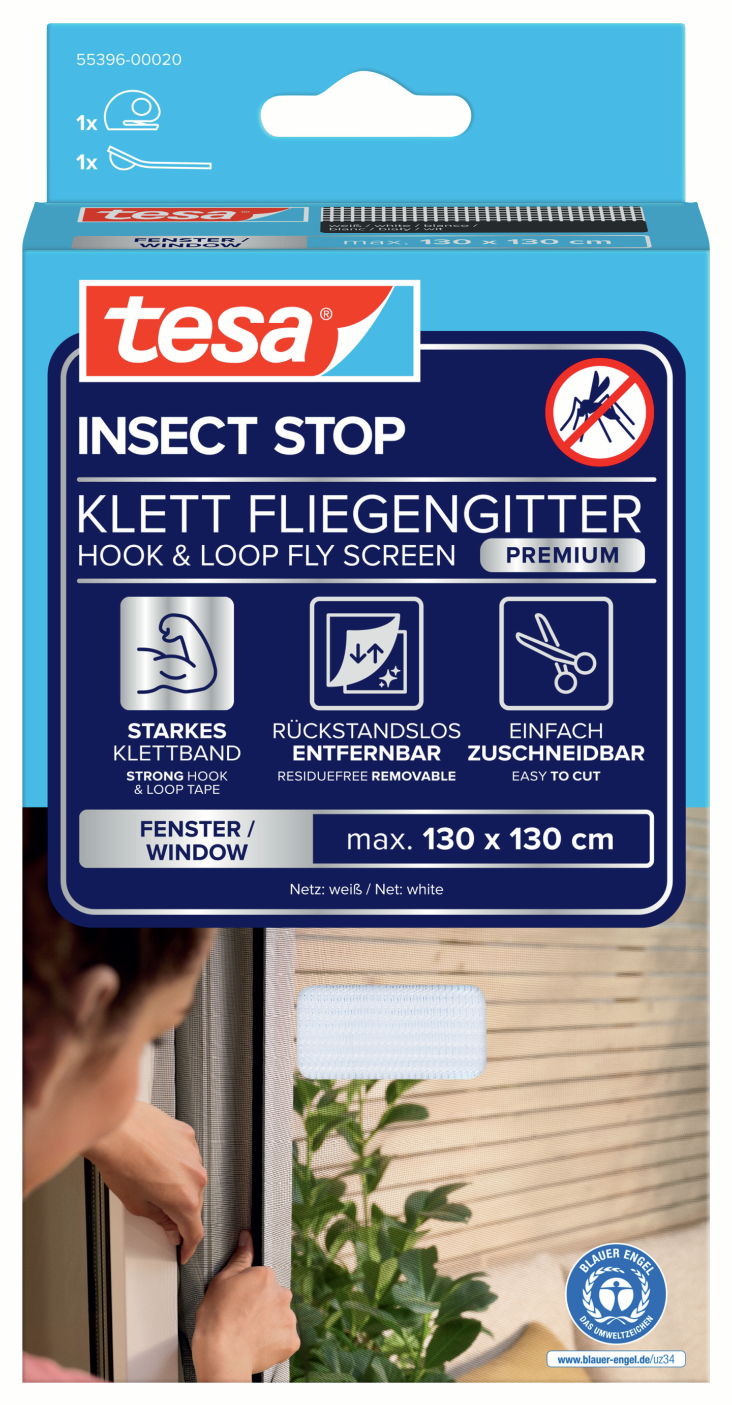 INSEKTSNÄT FÖNSTER 1,3X1,3 VIT TESA 55396 INÅTGÅENDE COMFORT