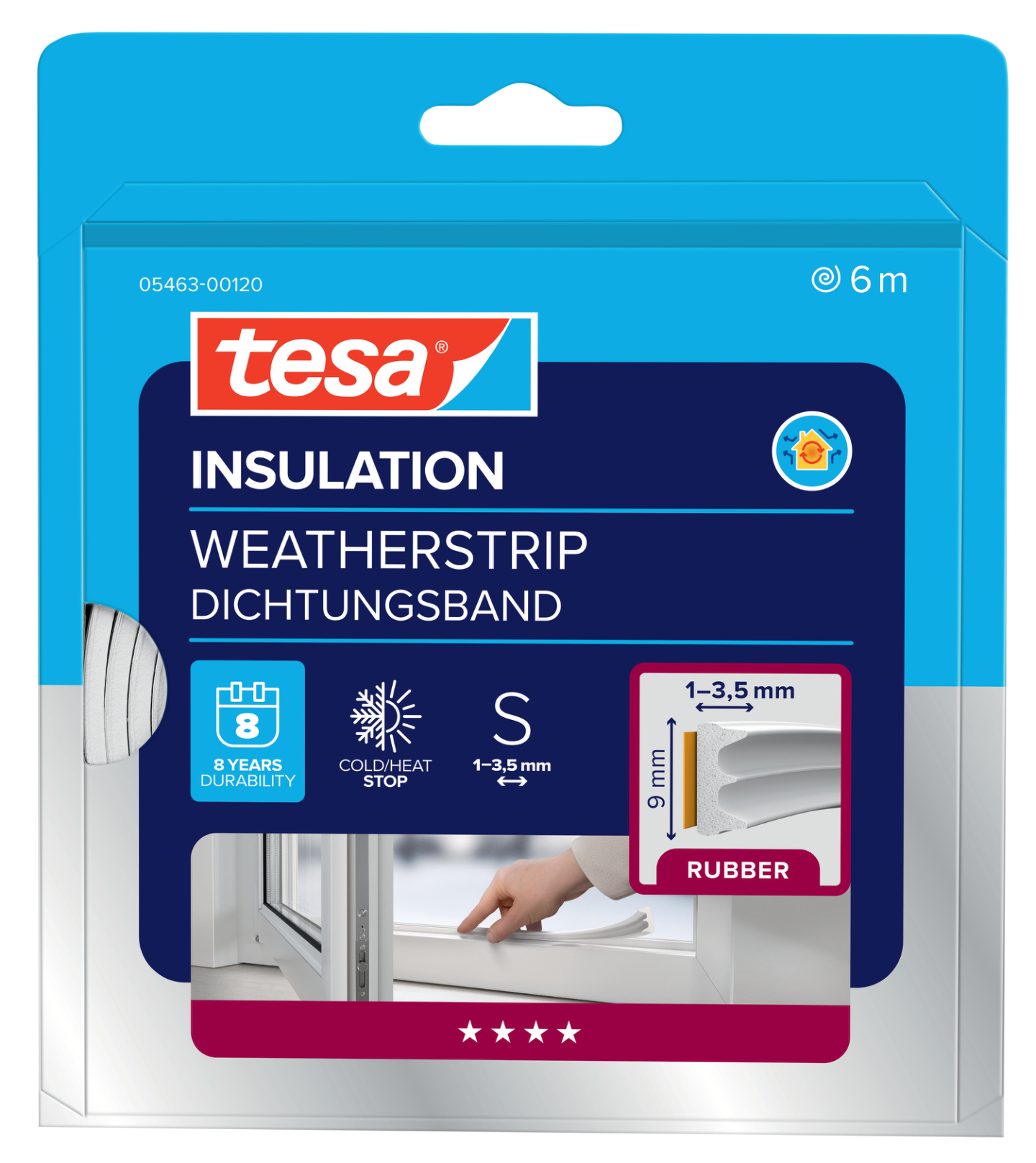 TÄTLIST E-LIST VIT 9X4MM 6M TESA 05463 EPDM SJH 2-3,5MM