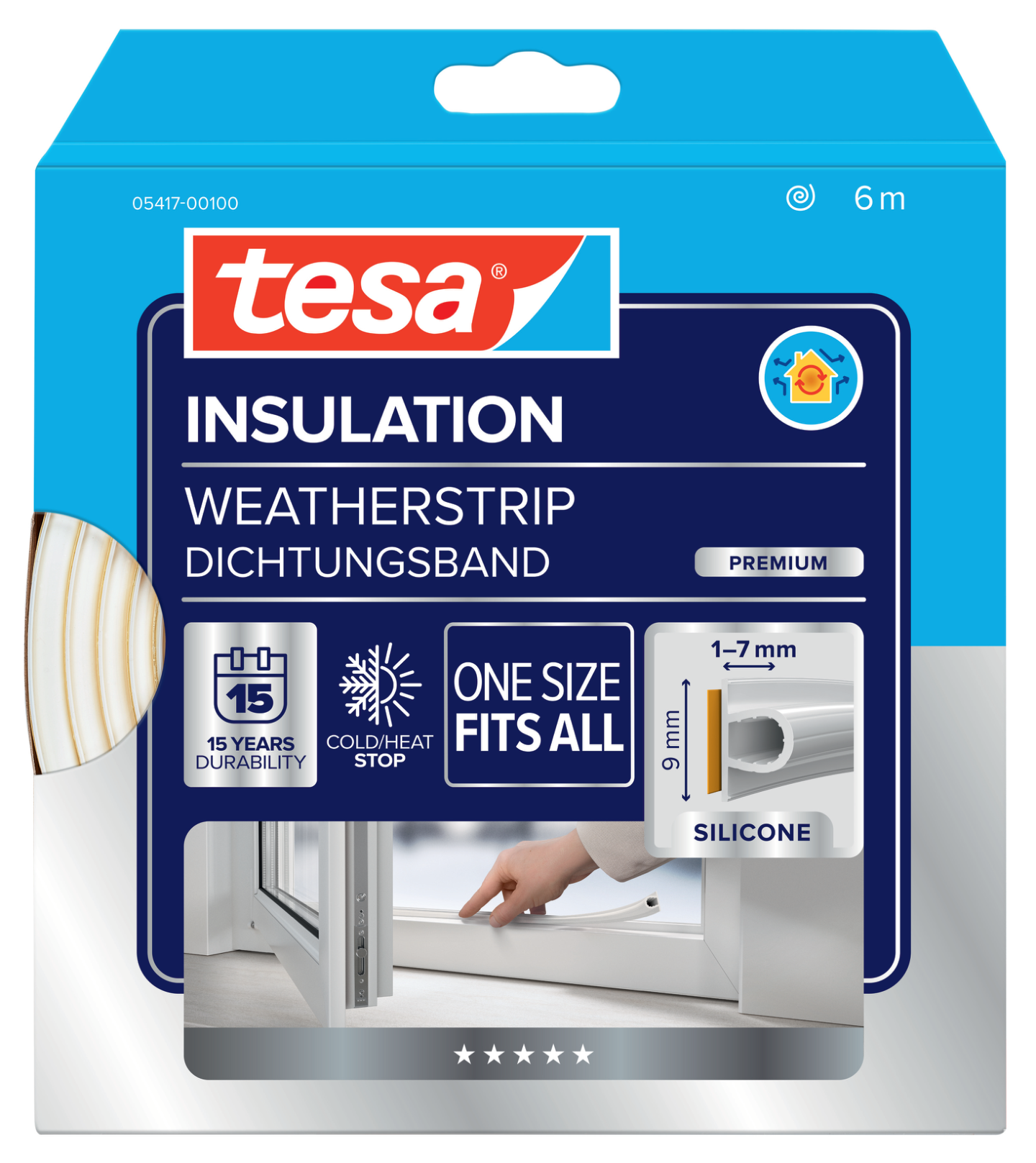 TÄTLIST SILIKON VIT SJH 9MM 6M TESA 05417 OMEGA-PROFIL