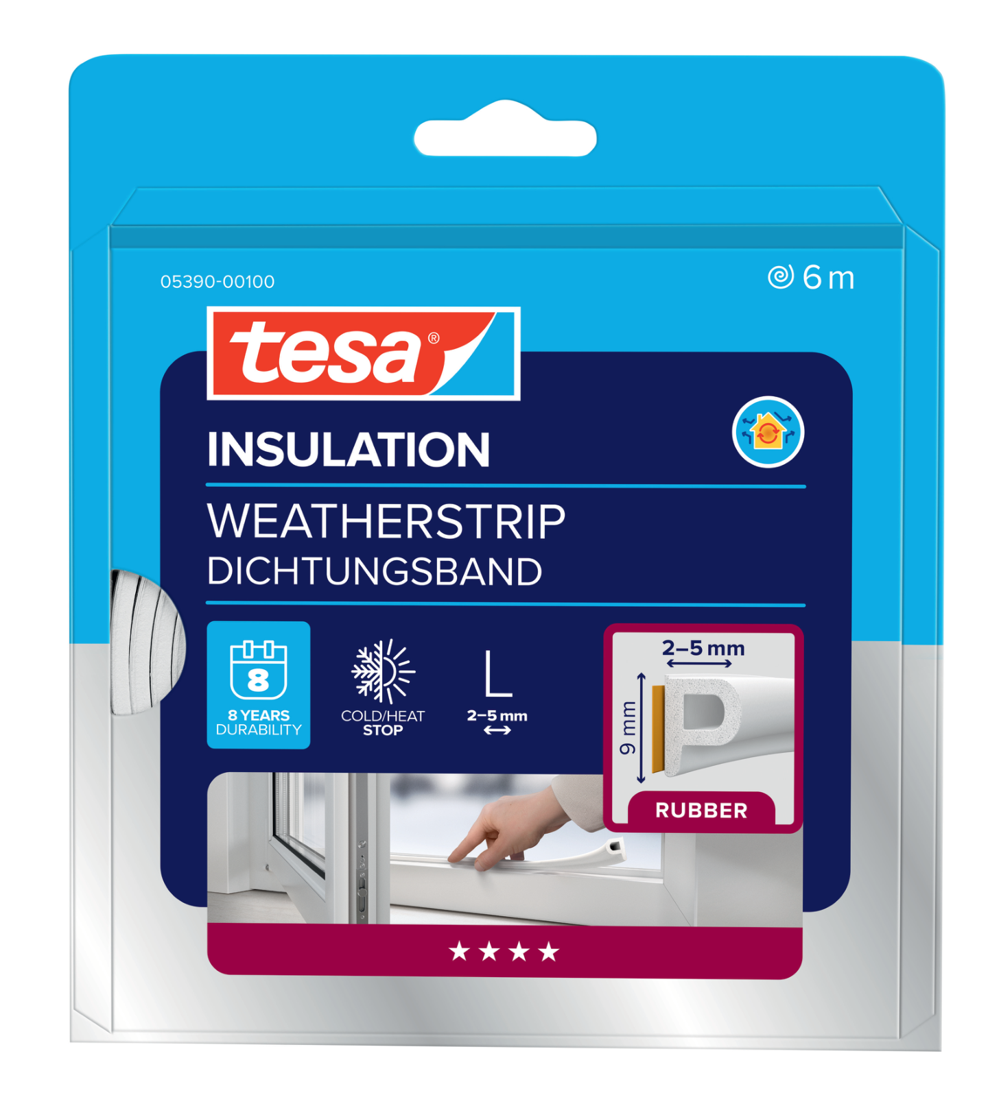 TÄTLIST P-LIST VIT 9X5,5MM 6M TESA 05390 EPDM SJH 3-5MM