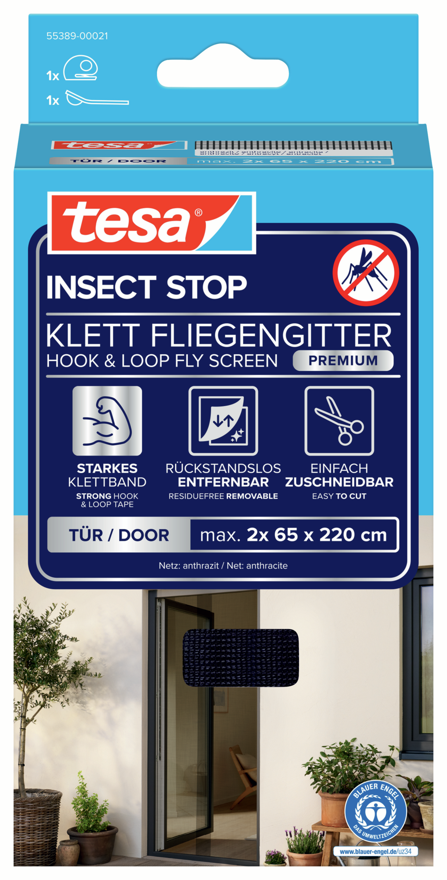 INSEKTSNÄT DÖRR 2X0,65X2,2 ANT TESA 55389 COMFORT ANTRACITE