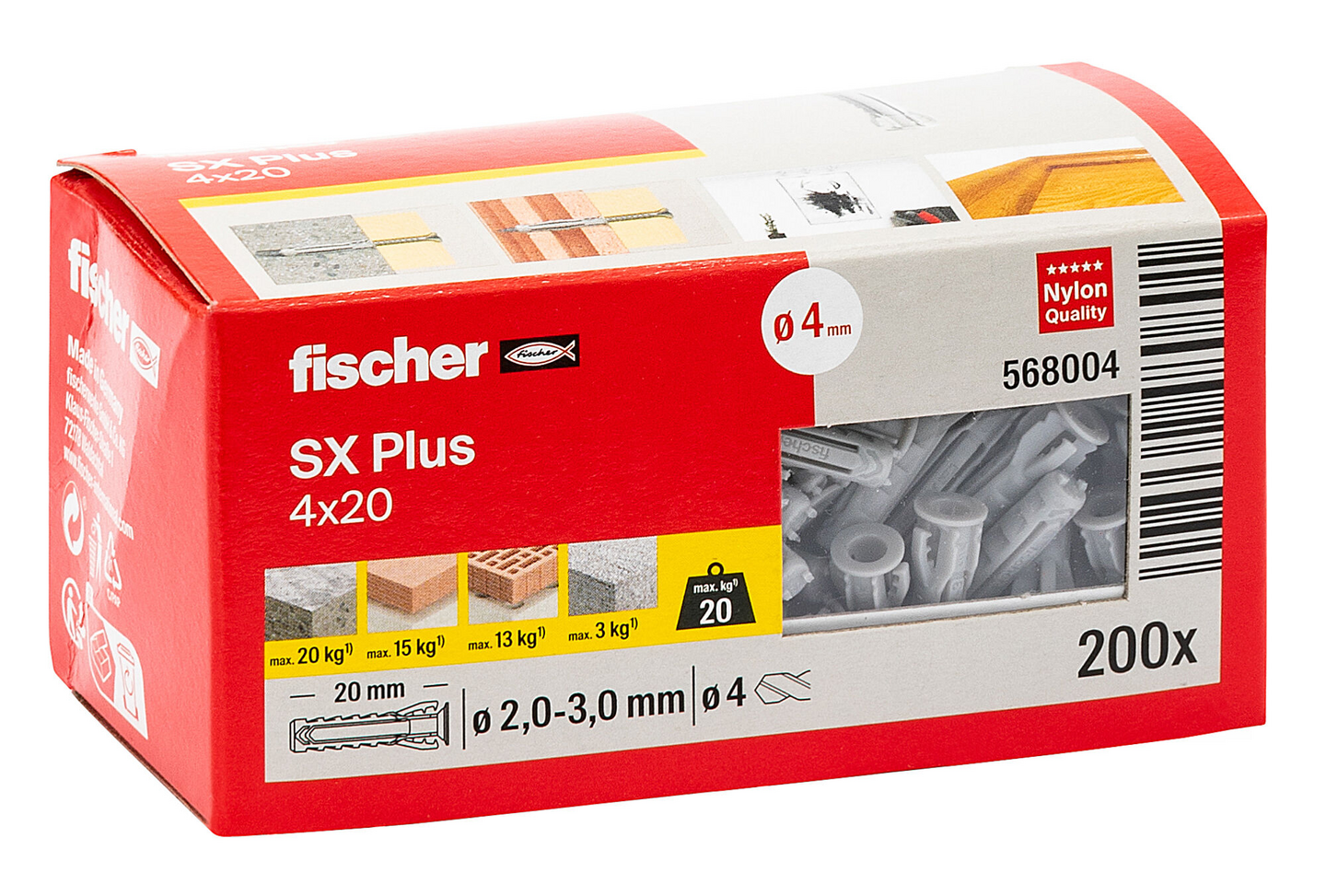 Nailontulppa fischer SX Plus 4x20mm 200kpl