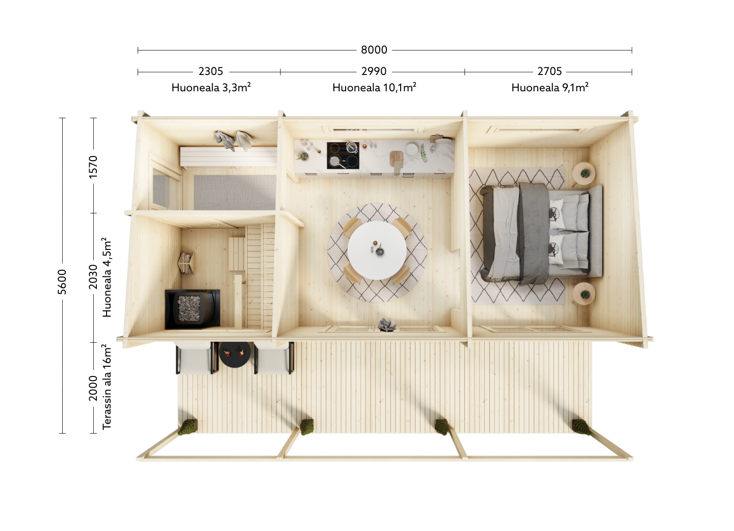 Mökki Rantasipi 29m² + terassi 16m²