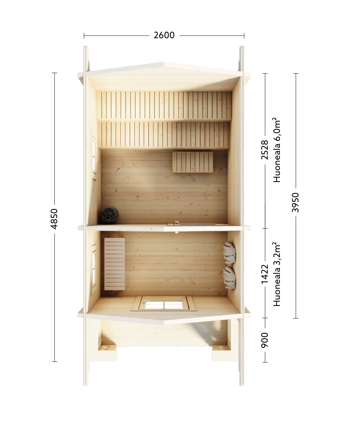 Pihasauna Tiira 10m² + terassi 2,3m²