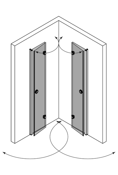 Suihkunurkka Forma 376 taittuvilla ovilla 807x907x2025mm valkoinen/kirkas