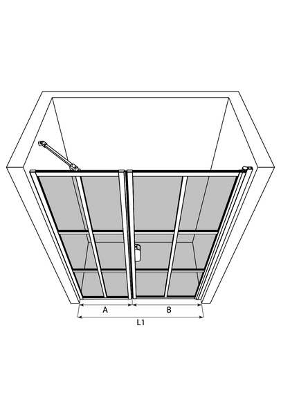 Tilanjakaja Bläk 750 Paris kiinteä ja kääntyvä seinä 909x707x1950mm valkoinen