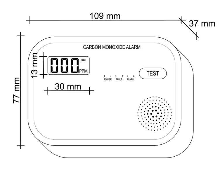 Häkävaroitin OPAL 3x1,5V LCD-näyttö