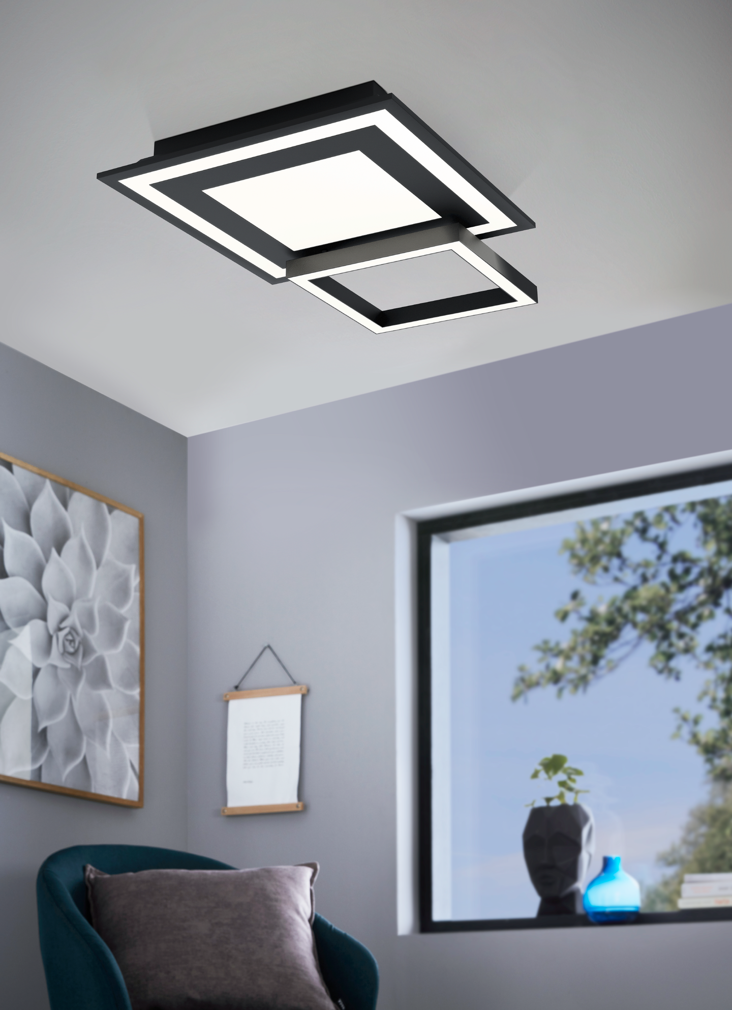 Kattovalaisin EGLO connect.z ZigBee Savatarila-Z led 45x45cm 4x2,7W musta