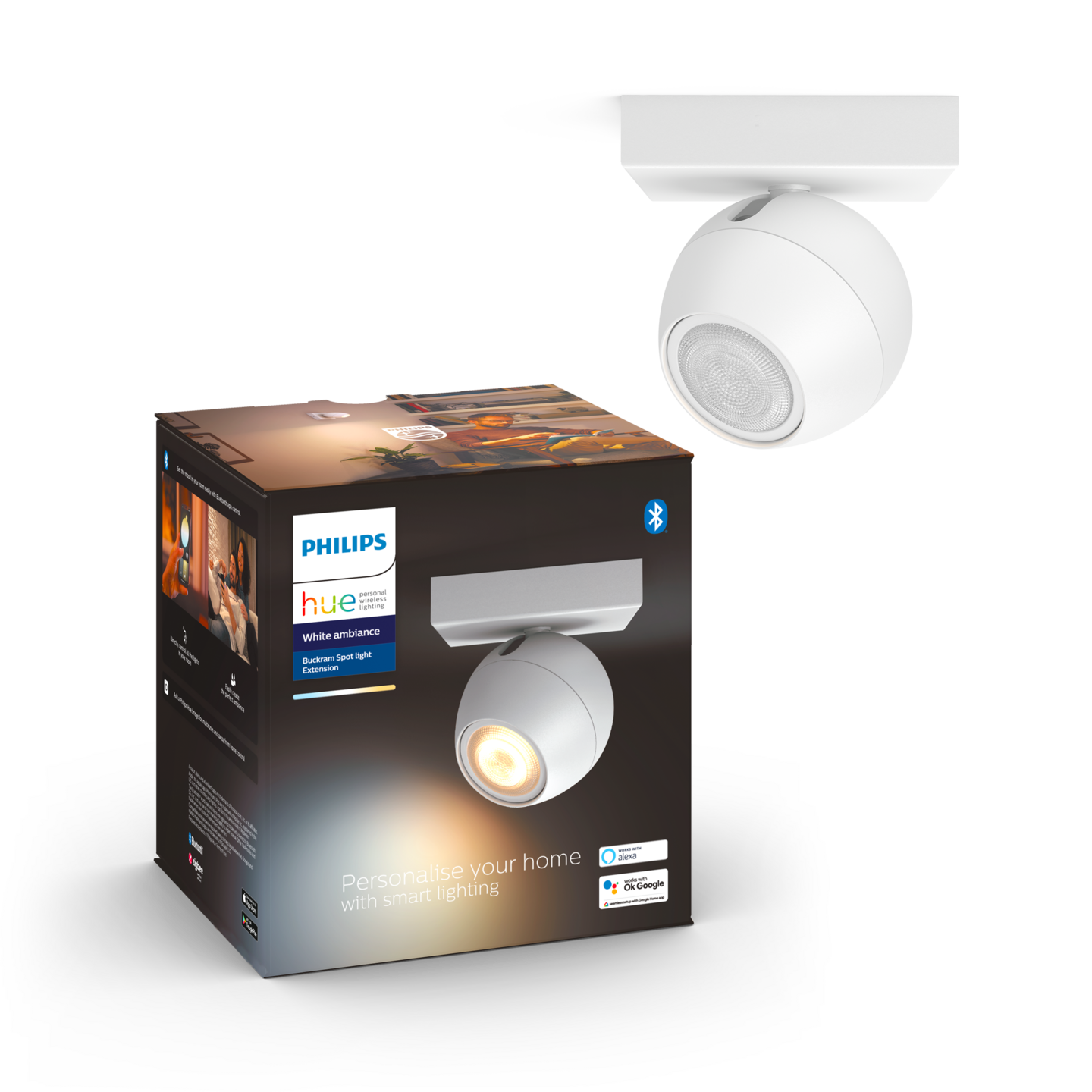 Kohdevalaisin Philips Hue Buckram valkoinen 5W
