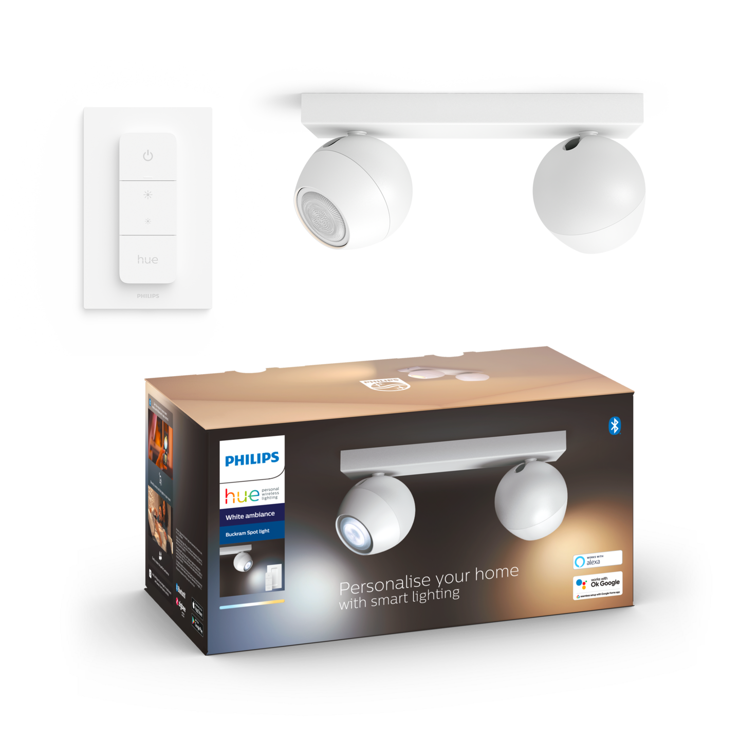 Kohdevalaisin Philips Hue Buckram valkoinen 2x5W 230V