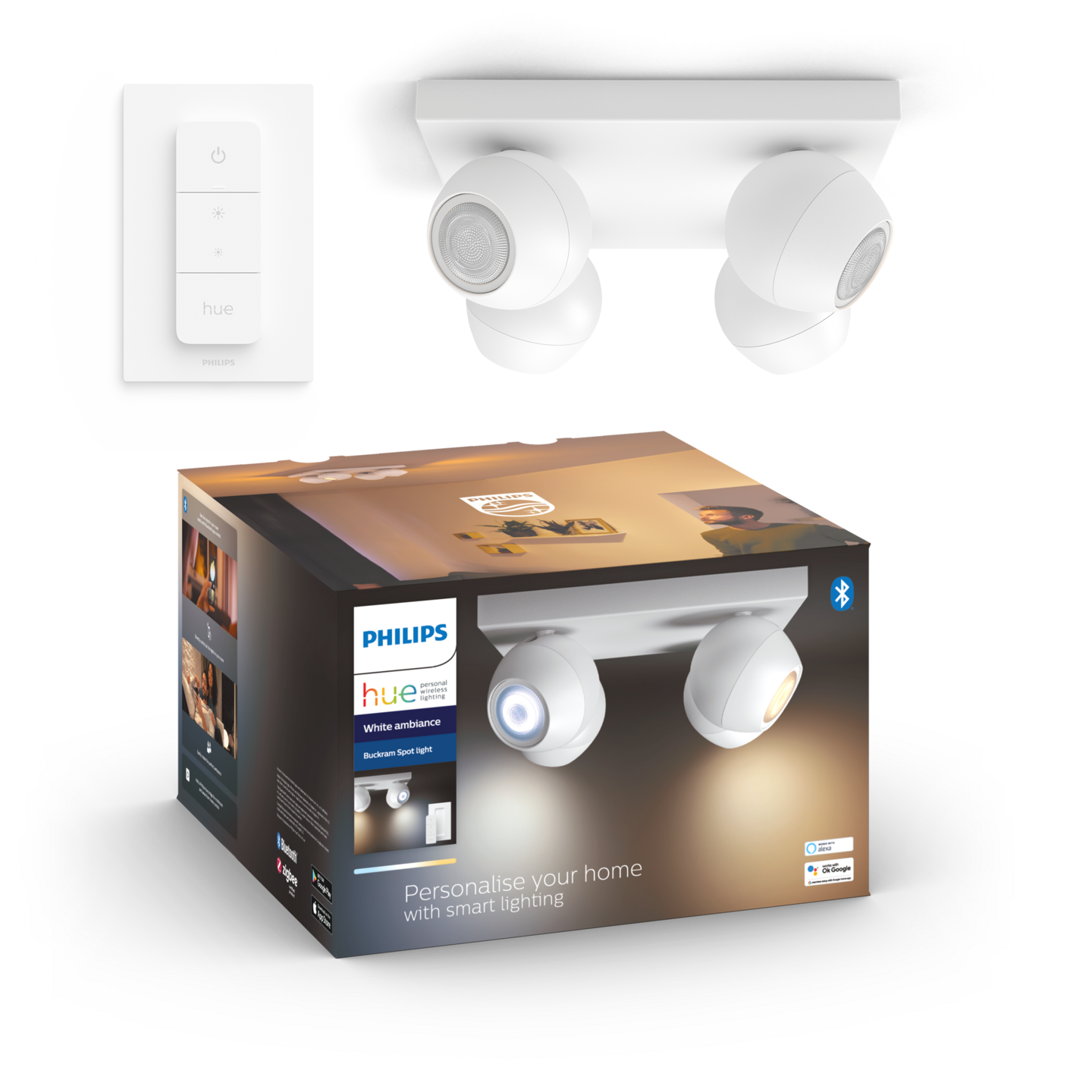 Kohdevalaisin Philips Hue Buckram valkoinen 4x5W 230V