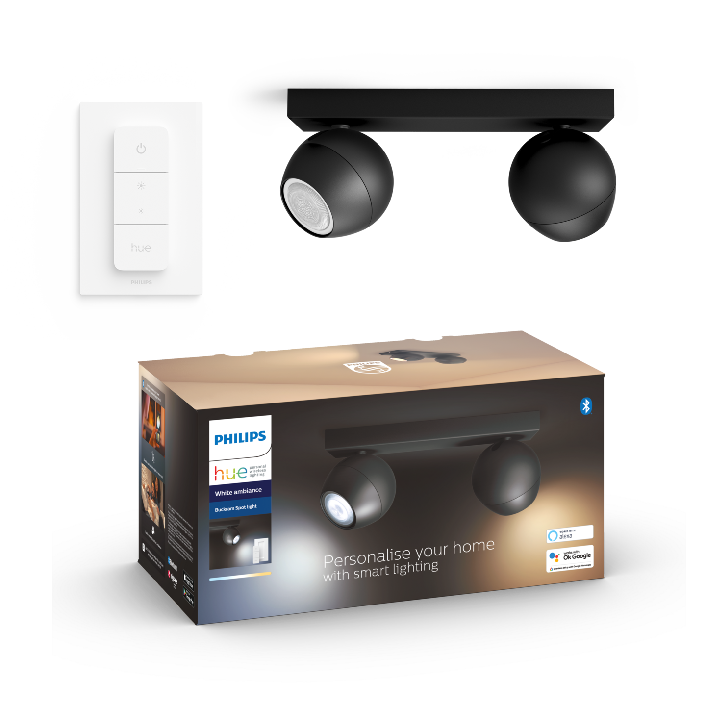 Kohdevalaisin Philips Hue Buckram musta 2x5W 230V