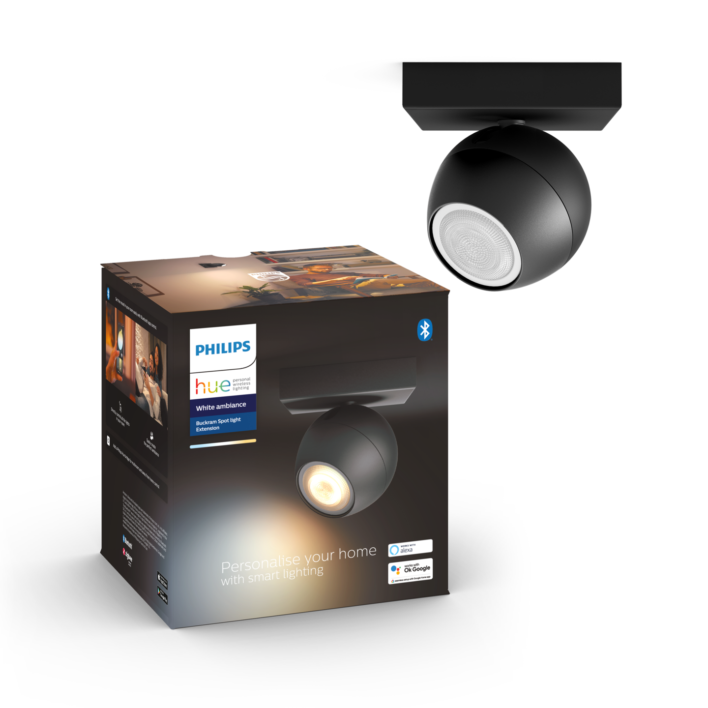 Kohdevalaisin Philips Hue Buckram musta 5W