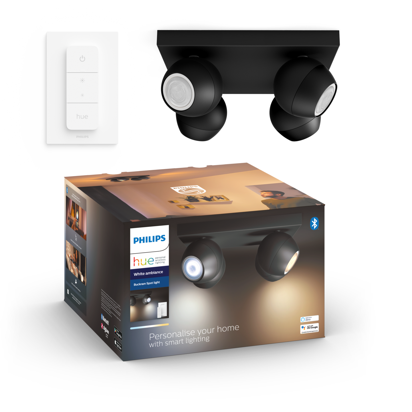 Kohdevalaisin Philips Hue Buckram musta 4x5W 230V