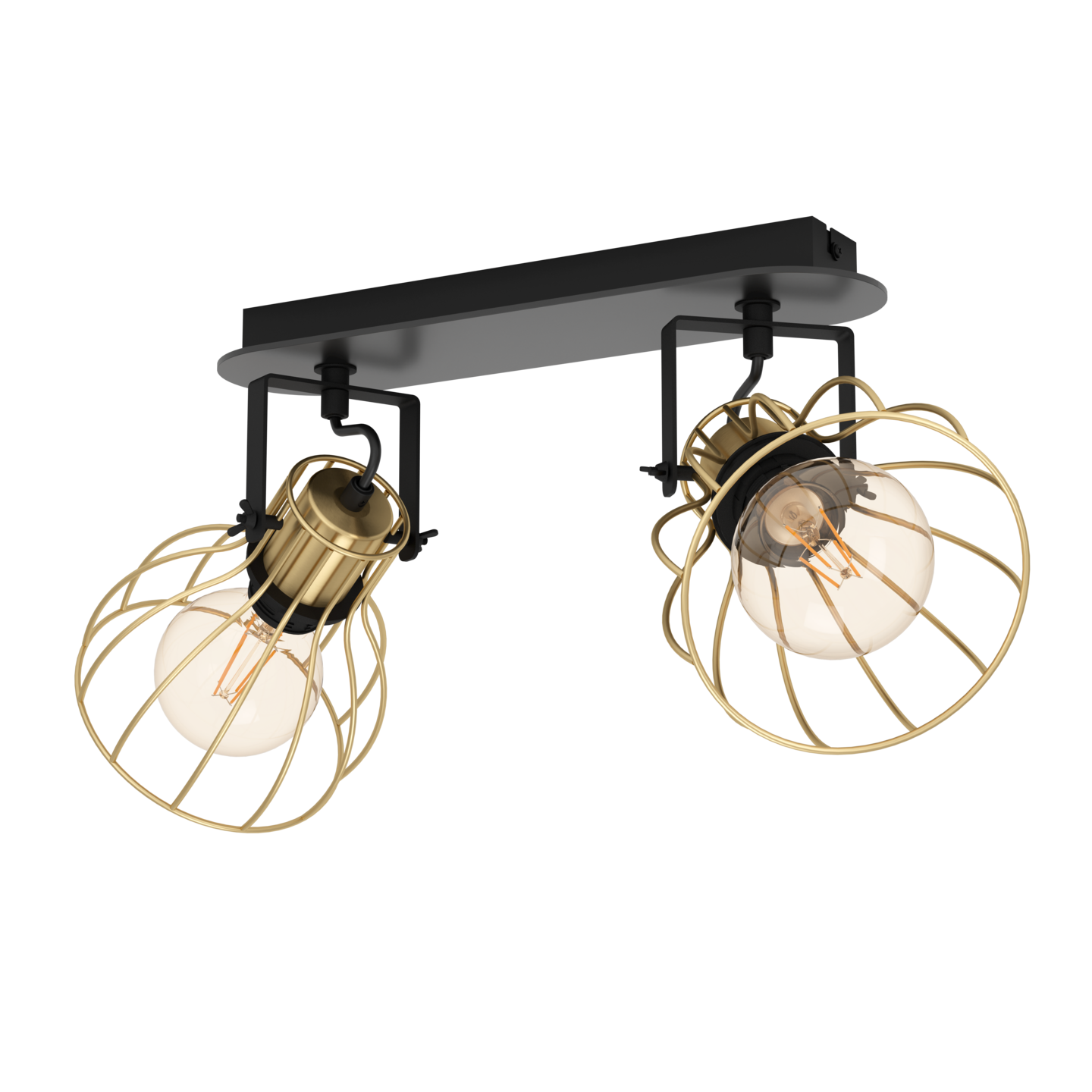 Spottivalaisin EGLO Sambatello 2-osainen 2x40W 48x28cm harjattu messinki/musta