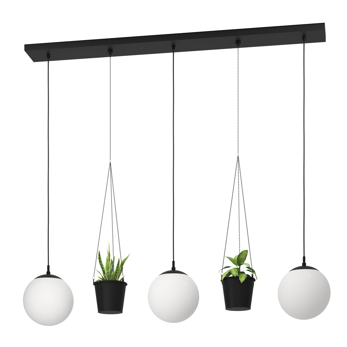 Riippuvalaisin EGLO Rondo 3 kukkaruukuilla 3x40W 121x20cm valkoinen/musta