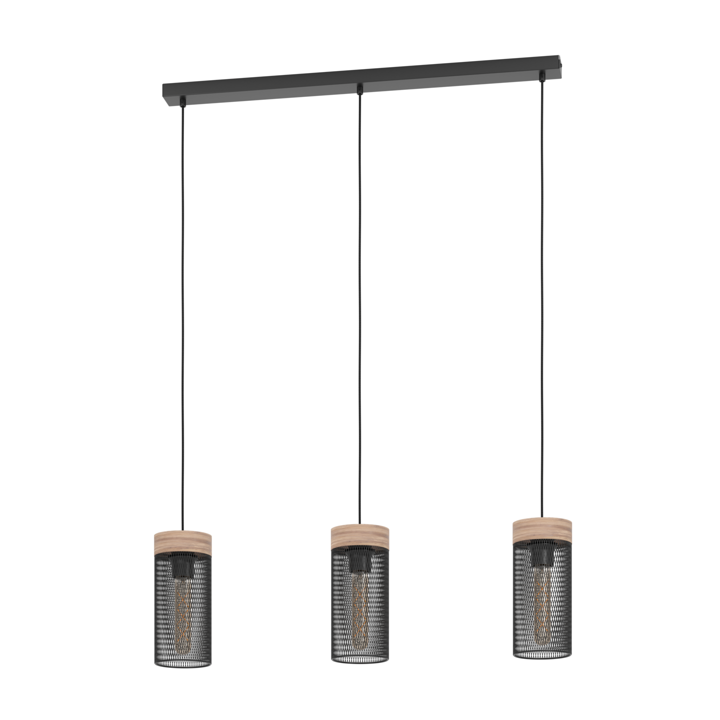 Riippuvalaisin EGLO Kilnsdale 3-osainen 3x40W 81x11cm musta/puu
