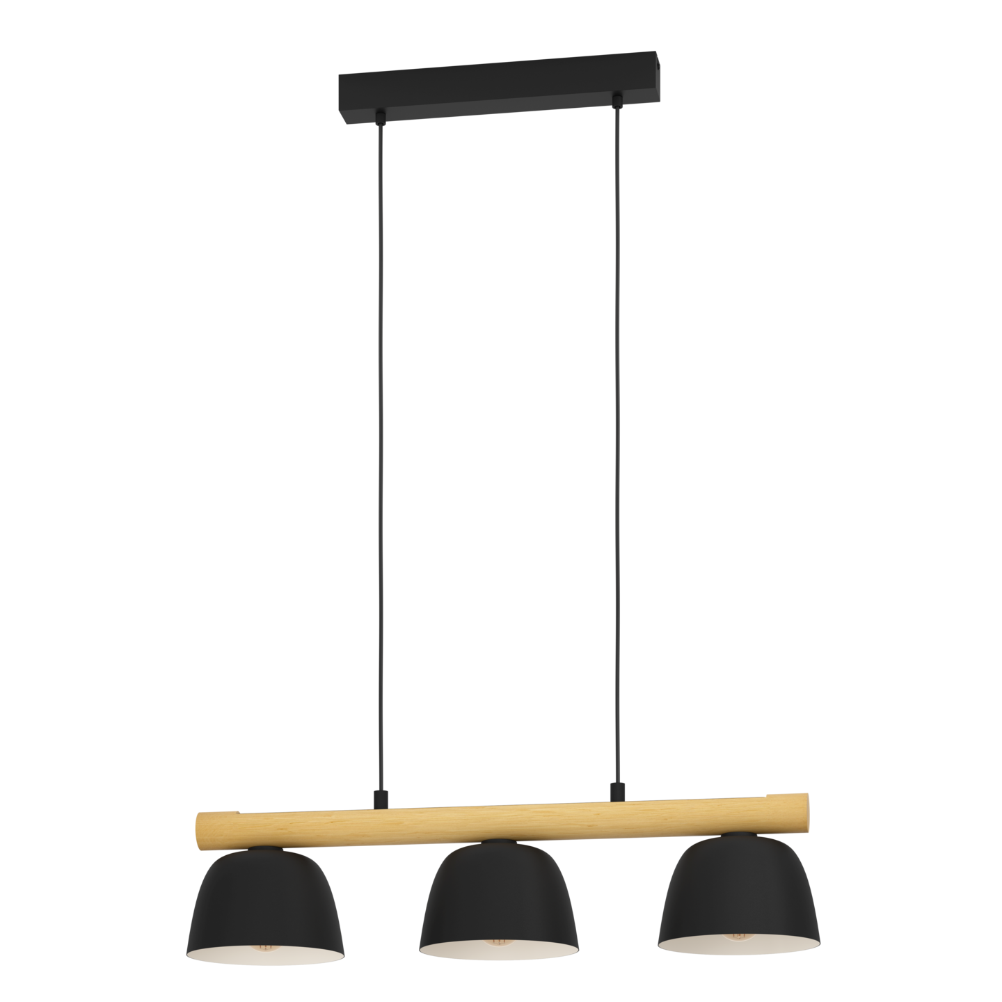Riippuvalaisin EGLO Sherburn 3-osainen 3x40W 77x20cm musta/puu
