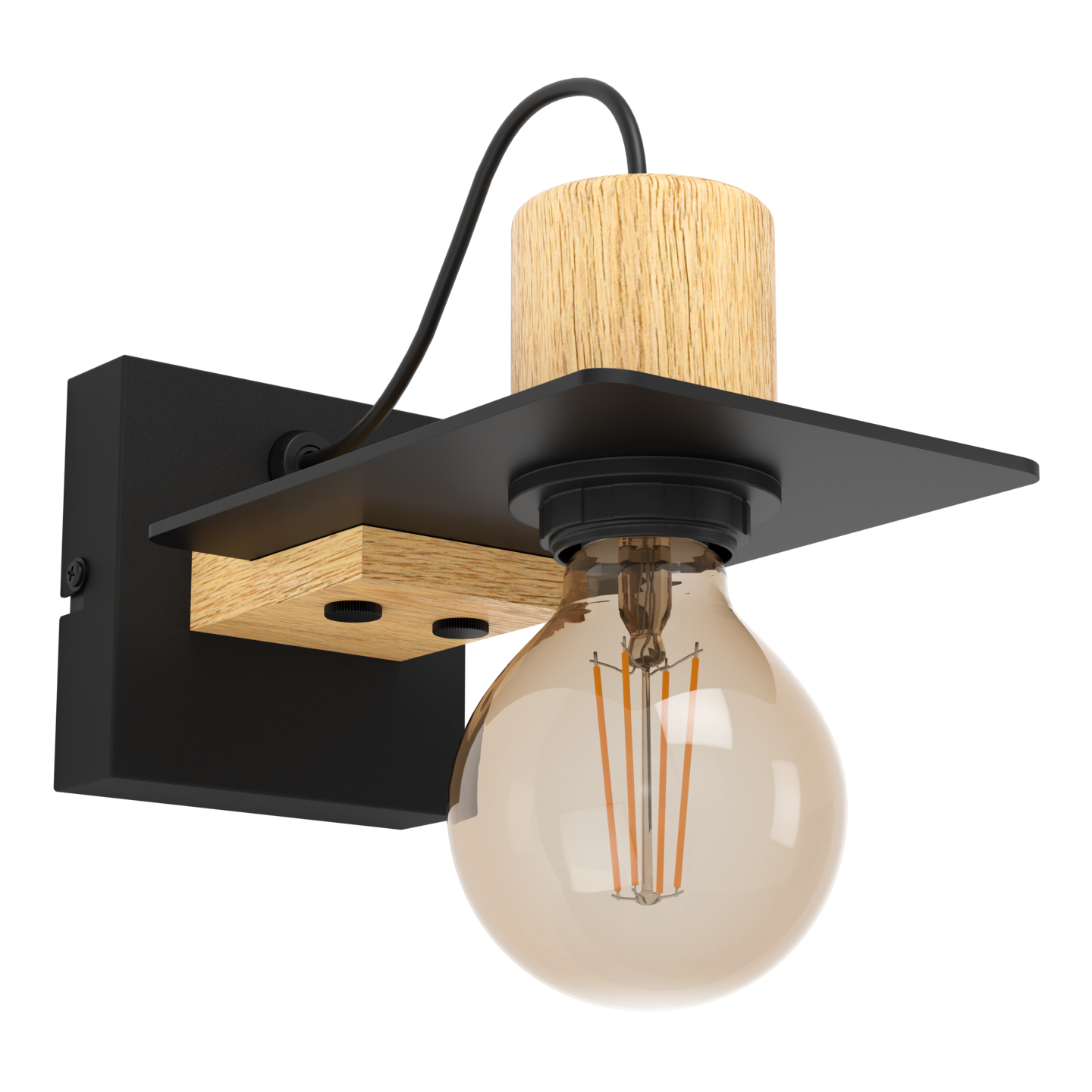 Seinävalaisin EGLO Bramerton 40W 12x11cm puu/musta