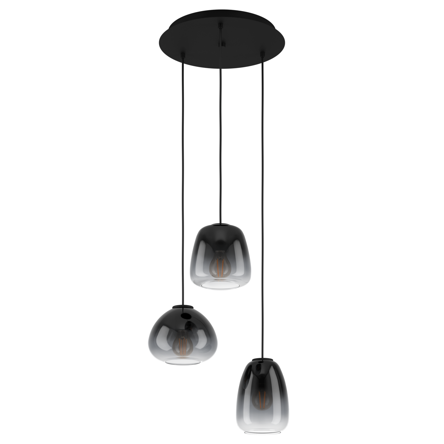Riippuvalaisin EGLO Aguilares 3-osainen 3x40W 43cm savulasi/musta