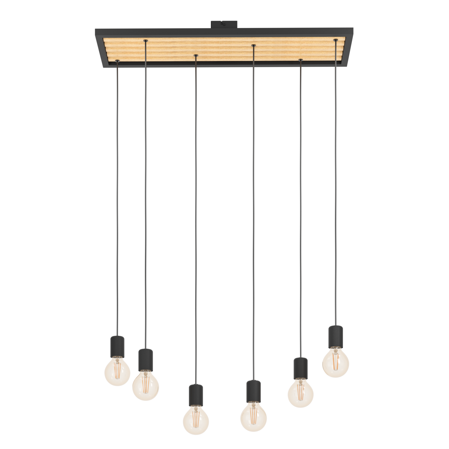 Riippuvalaisin EGLO Consett 6-osainen 6x40W 78x25cm vaalea puu/musta