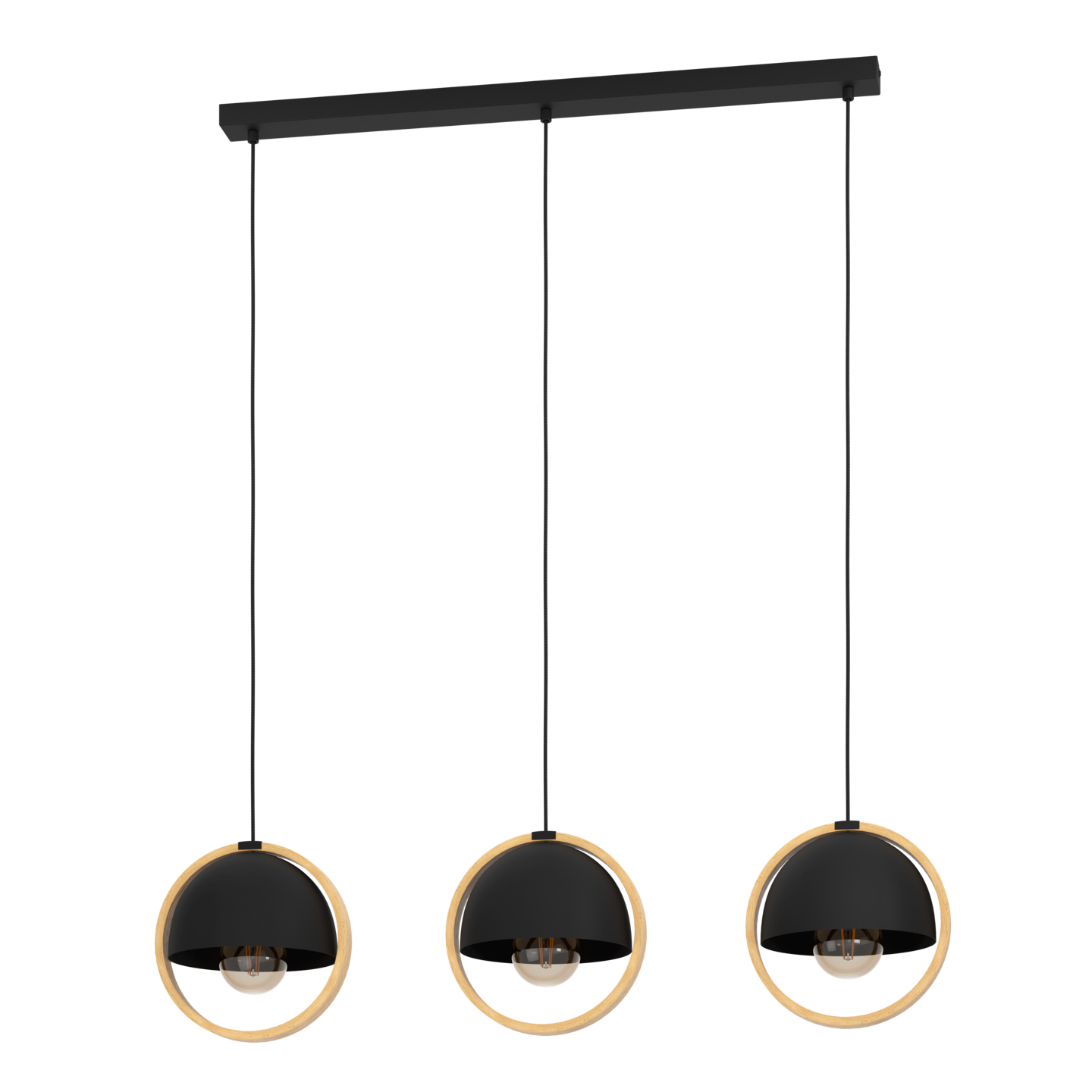 Riippuvalaisin EGLO Callow 3-osainen 3x40W 93x23cm puu/musta