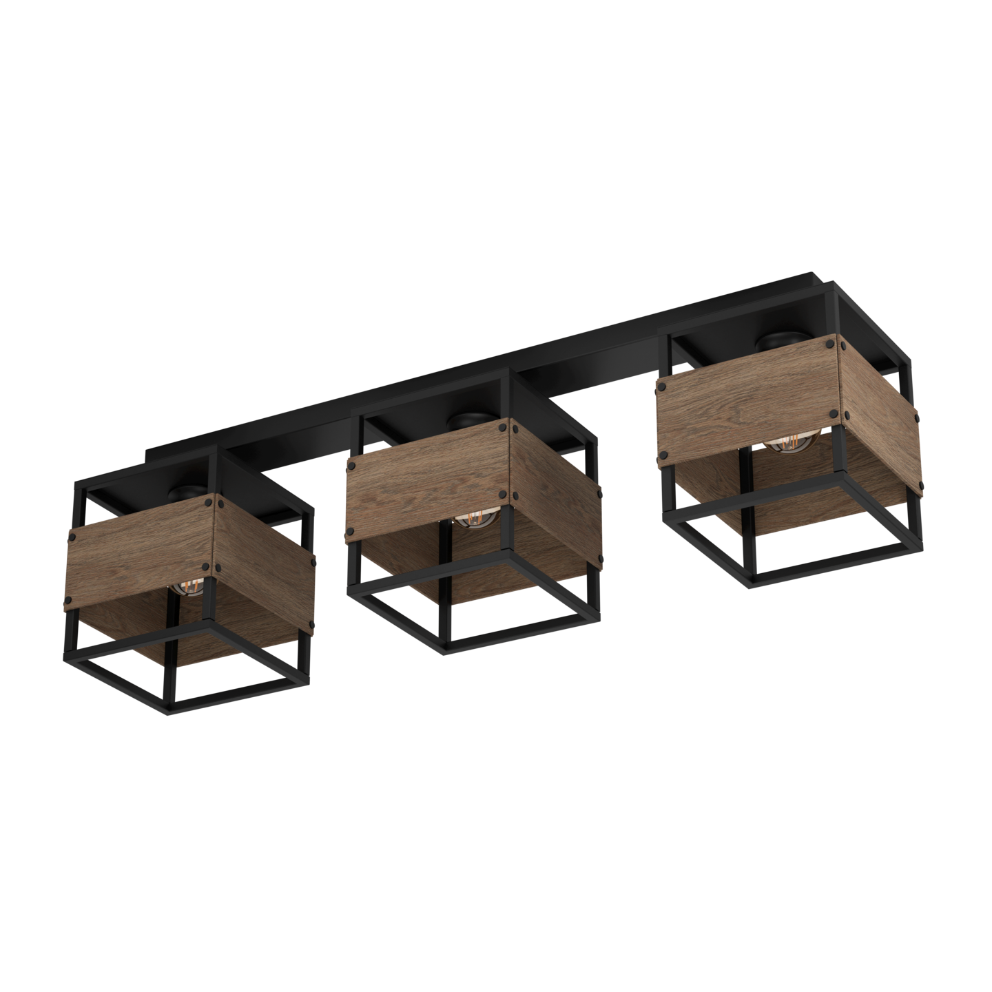 Kattovalaisin EGLO Evesham 3-osainen 3x40W 87,5x19,5cm musta/tummanruskea puu