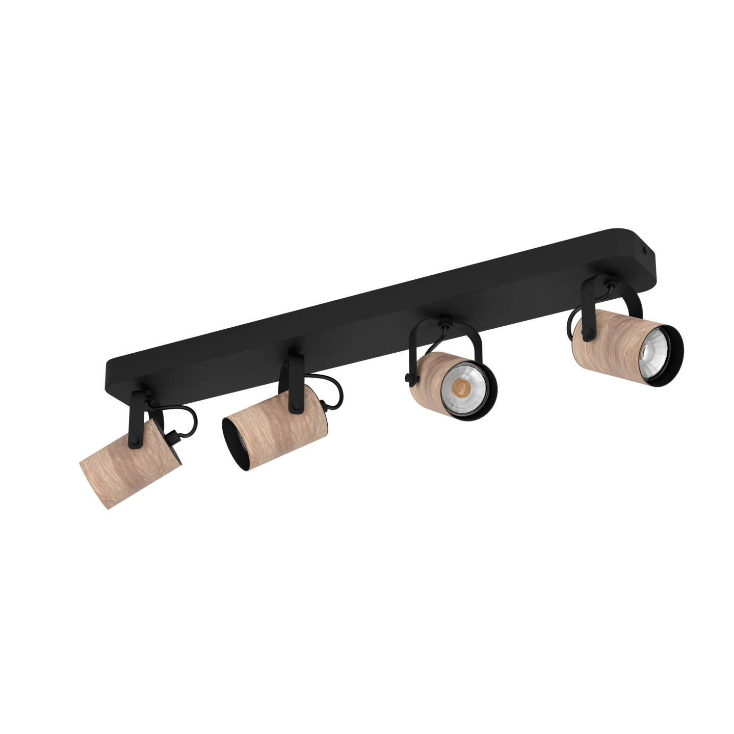 Spottivalaisin EGLO Cayuca led 4-osainen 4x3W 58x10cm musta/puu