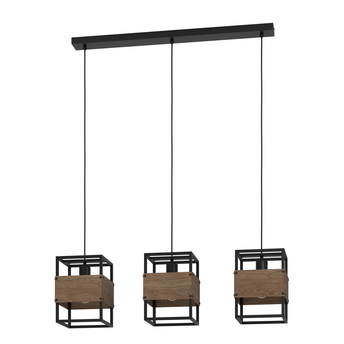 Riippuvalaisin EGLO Evesham 3-osainen 3x40W 89,5x19,5cm musta/tummanruskea puu