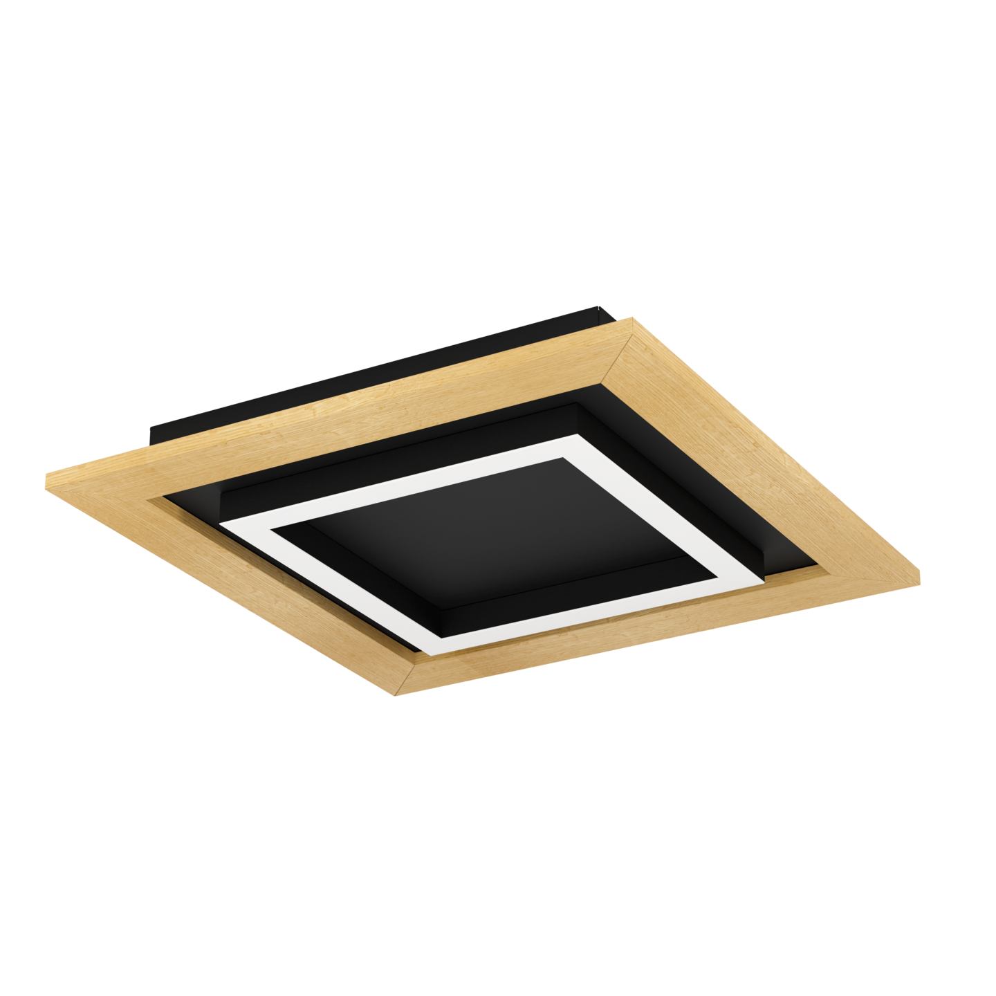 Plafondi EGLO Tirrenara led 4x5,4W 37x37cm musta/puu/valkoinen