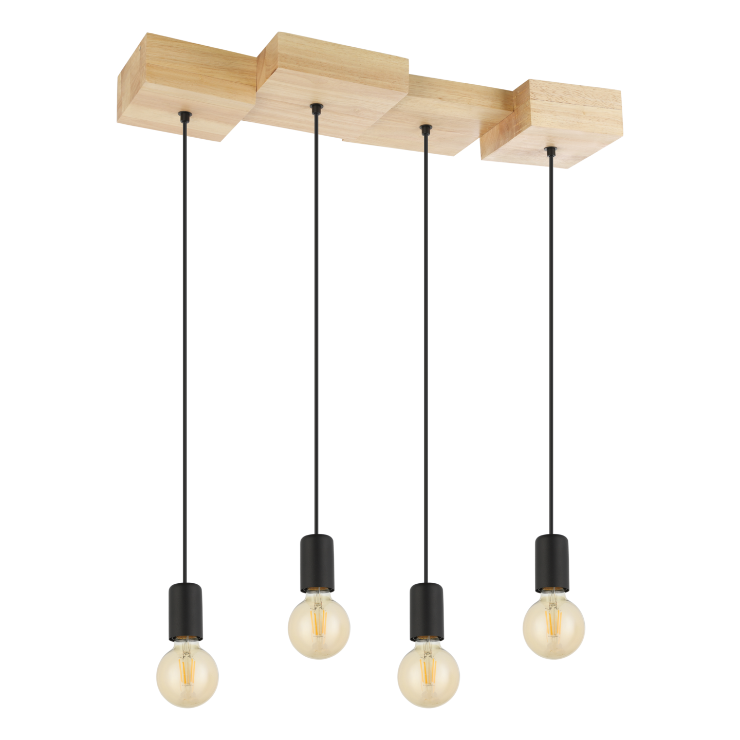 Riippuvalaisin EGLO Halkin 4-osainen 4x40W 72x25cm puu/musta