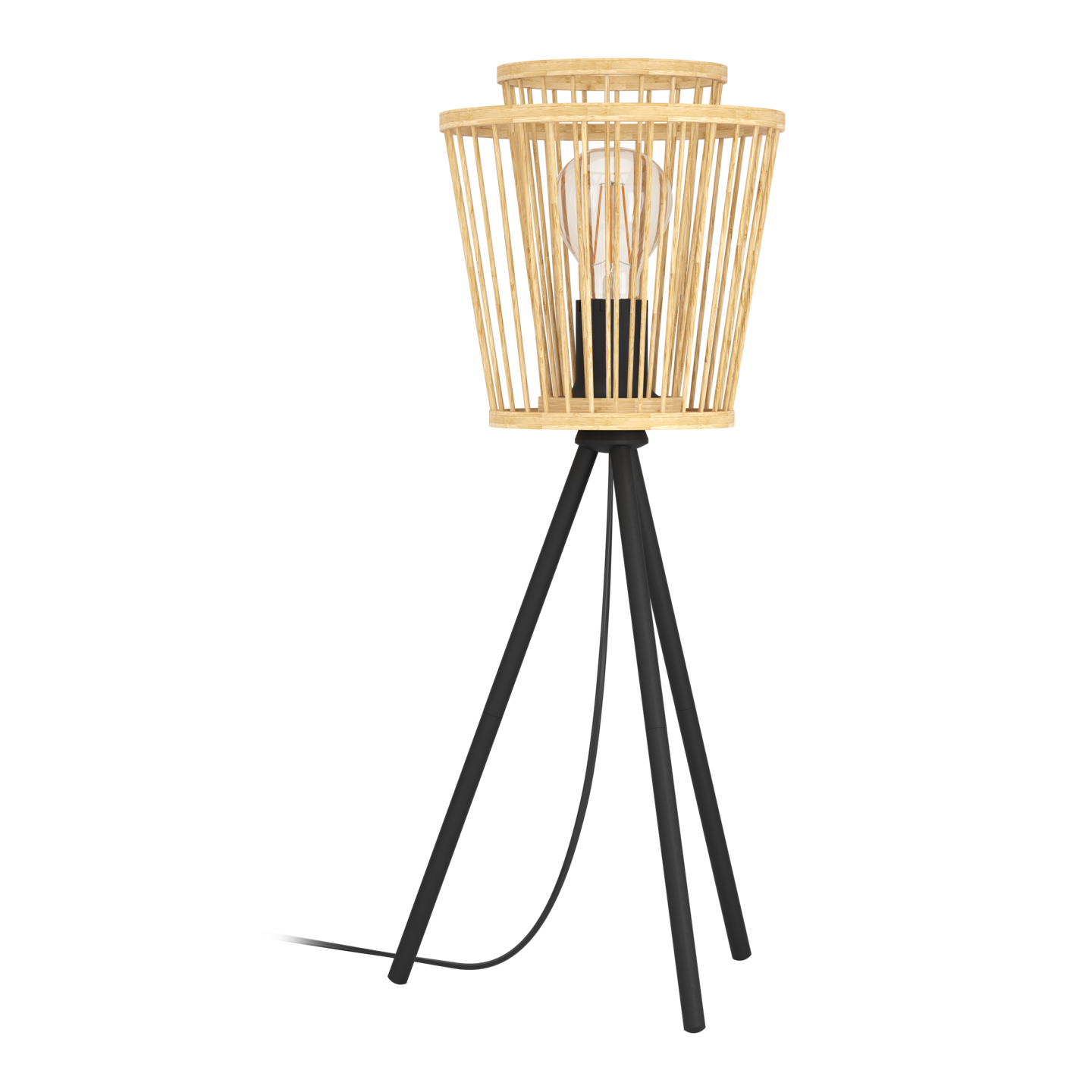 Pöytävalaisin EGLO Hykeham 40W 21x57cm puu/musta