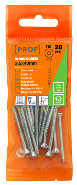 Yleisruuvi PROF uppokanta 4x45 sähkösinkitty T20 20kpl