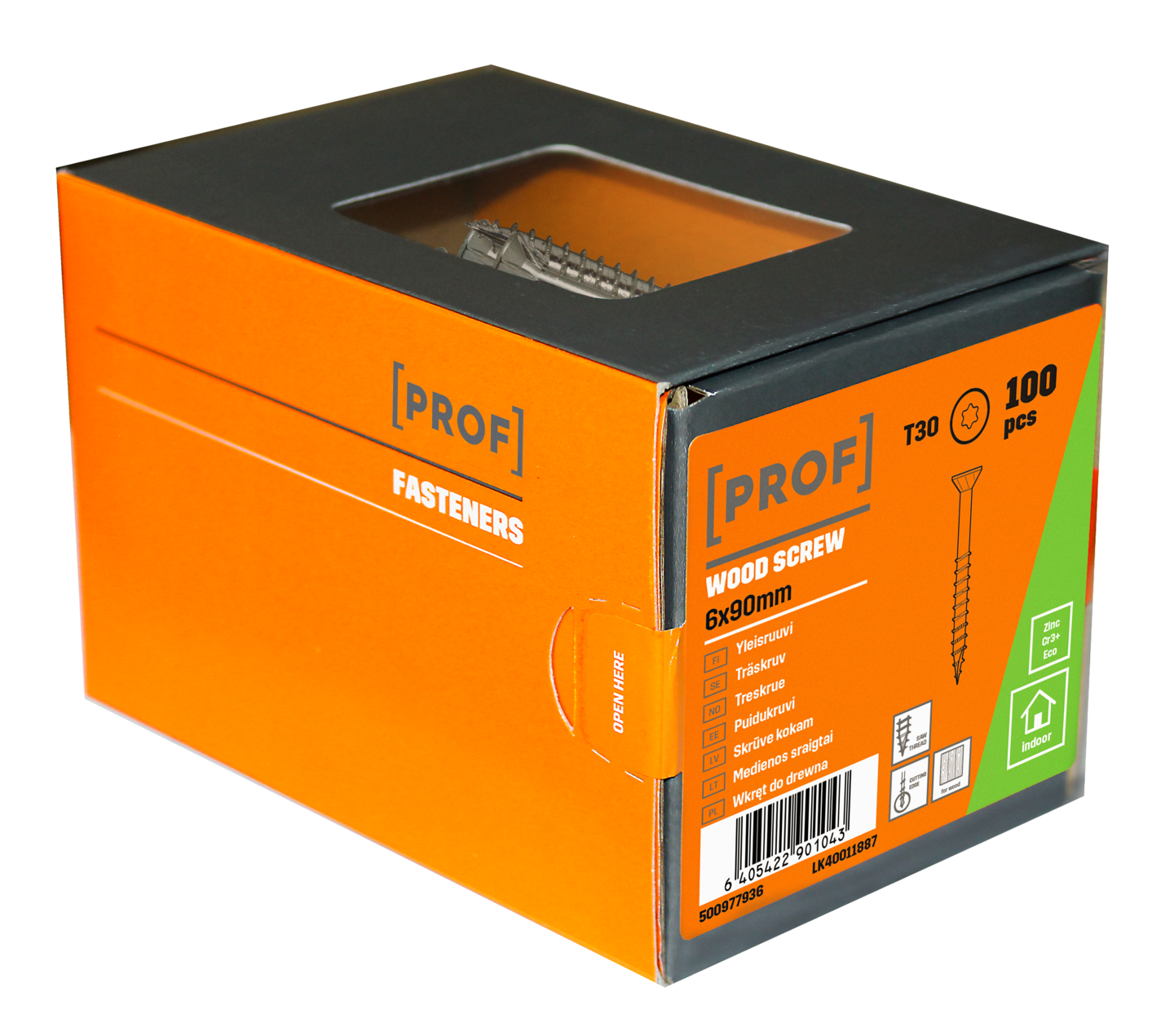 Yleisruuvi PROF uppokanta 6x90 sähkösinkitty T30 100kpl