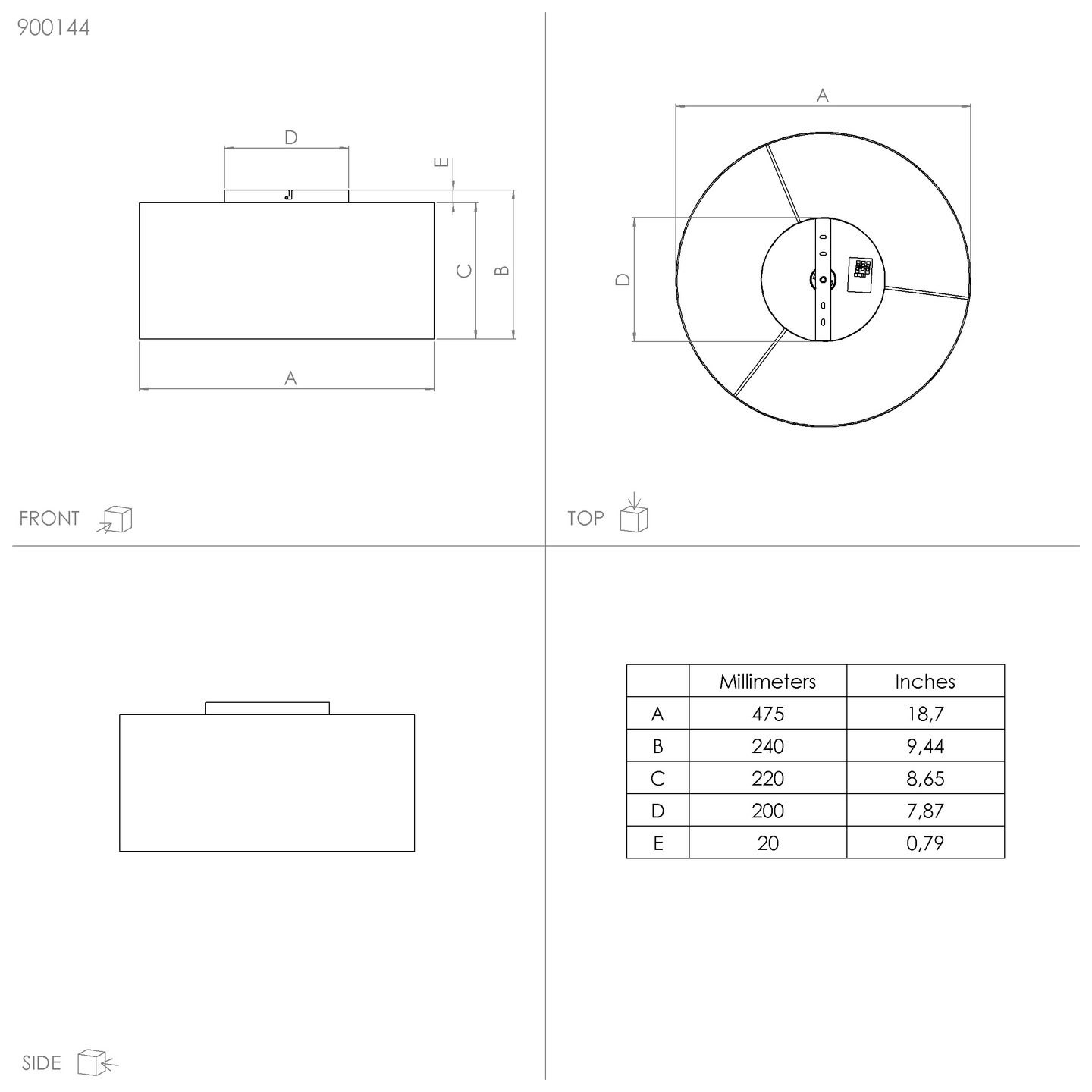 Kattovalaisin EGLO Zaragoza 48cm musta
