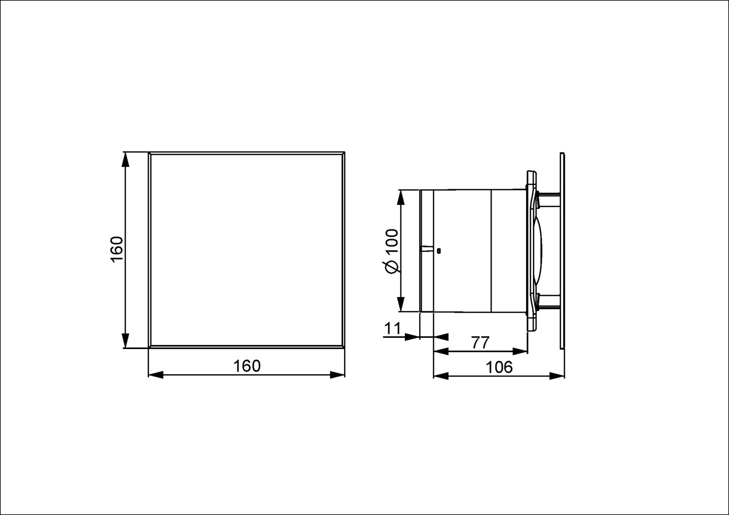 Kylpyhuonepuhallin PROF KWS100T ajastin