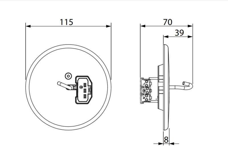 Valaisinpistorasia ABB DCL AKK14MP mattamusta