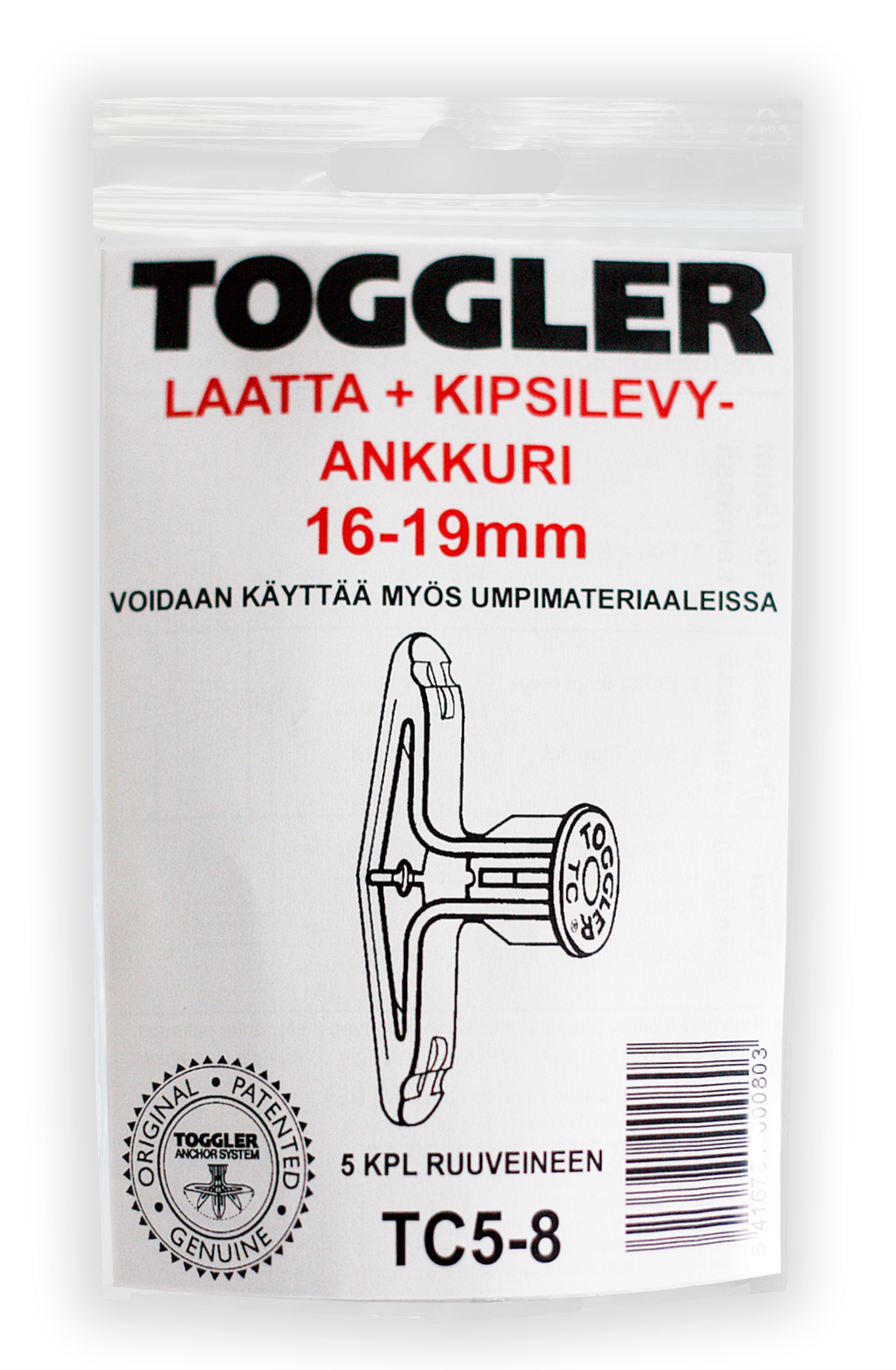 Ohutlevyankkuri TOGGLER HWA TC 16-19mm + ruuvit 5kpl