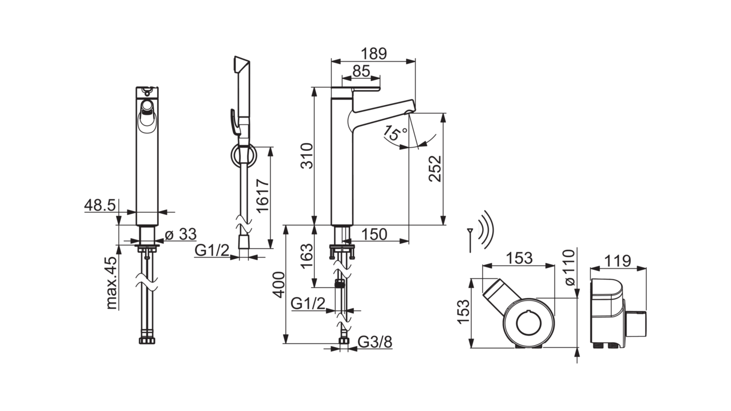 Pesuallashana Oras 3003F Inspera Bidetta 3V korkea