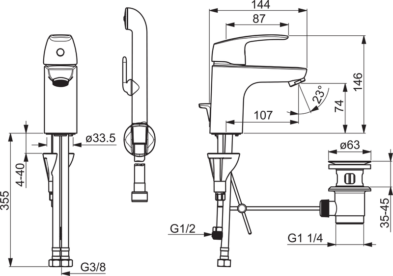 Pesuallashana Oras 1008F Safira Bidetta vipupohjaventtiili