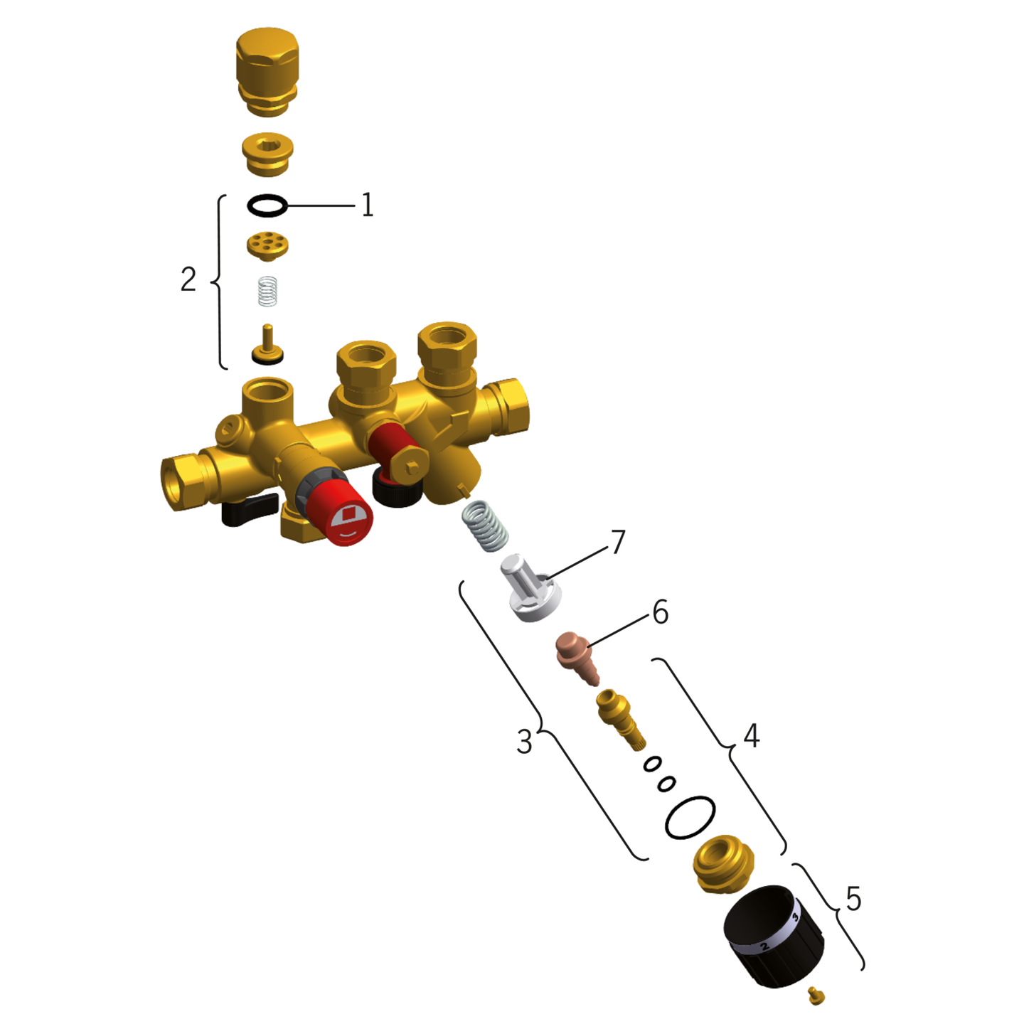 Syöttösekoitusventtiili Oras 420118 DN20 kupari 18mm sisältää tyhjiöventtiilin