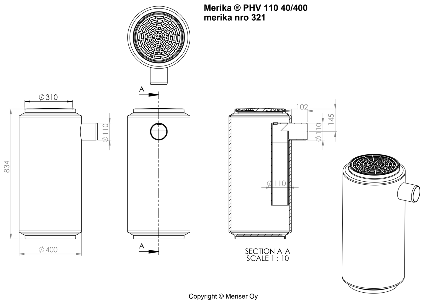 Hiekan- ja öljynerotuskaivo Merika PHV 110 40l M-321