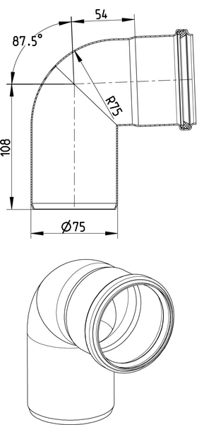 Kulmayhde Blücher 87,5° 75mm ruostumaton teräs