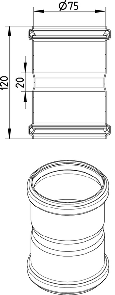 Kaksoismuhvi Blücher 75 ruostumaton teräs