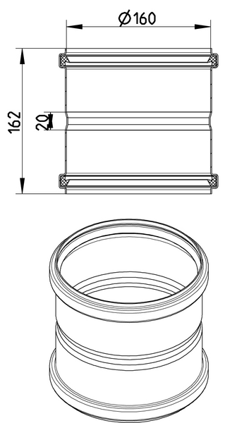 Kaksoismuhvi Blücher 160 haponkestävä teräs
