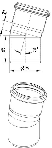 Kulmayhde Blücher 15° 75mm ruostumaton teräs